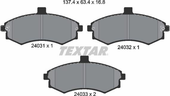 Textar 2403101 - Тормозные колодки, дисковые, комплект autospares.lv