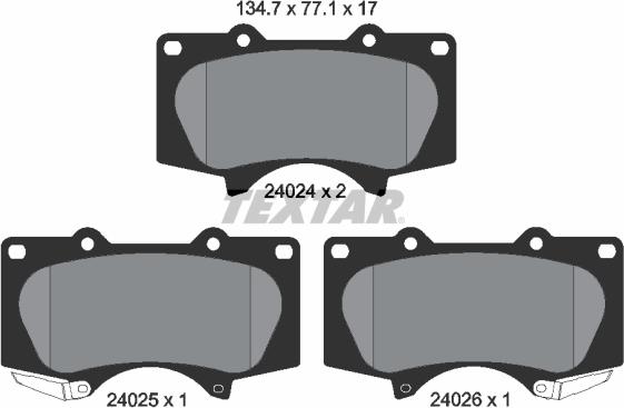 Textar 2402403 - Тормозные колодки, дисковые, комплект autospares.lv