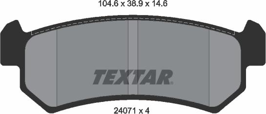 Textar 2407101 - Тормозные колодки, дисковые, комплект autospares.lv