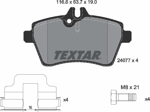 Textar 2407701 - Тормозные колодки, дисковые, комплект autospares.lv