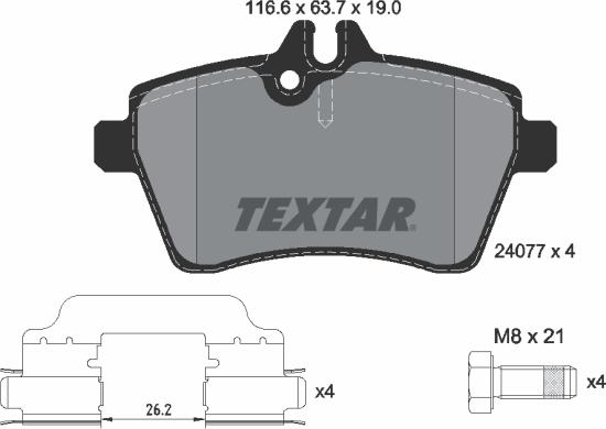 Textar 2407702 - Тормозные колодки, дисковые, комплект autospares.lv