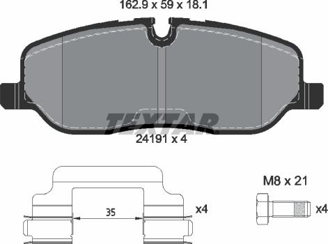 Textar 2419101 - Тормозные колодки, дисковые, комплект autospares.lv