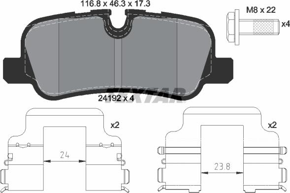 Textar 2419204 - Тормозные колодки, дисковые, комплект autospares.lv