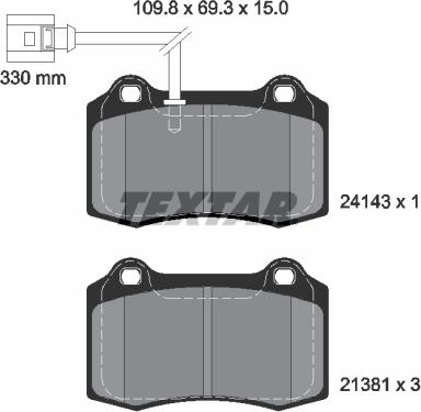 Textar 2414301 - Тормозные колодки, дисковые, комплект autospares.lv