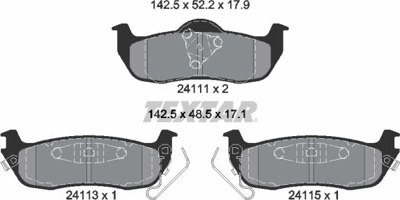 Textar 2411101 - Тормозные колодки, дисковые, комплект autospares.lv