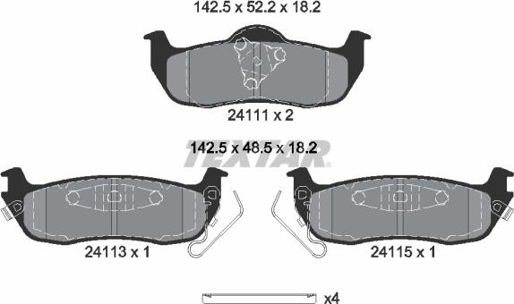 Textar 2411103 - Тормозные колодки, дисковые, комплект autospares.lv