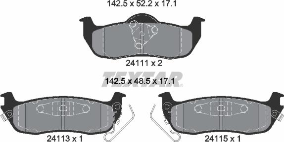 Textar 2411102 - Тормозные колодки, дисковые, комплект autospares.lv