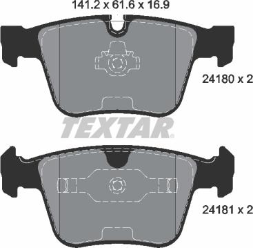 Textar 2418001 - Тормозные колодки, дисковые, комплект autospares.lv