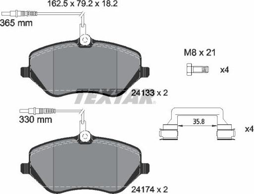 Textar 2413301 - Тормозные колодки, дисковые, комплект autospares.lv