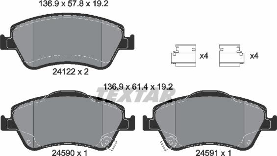 Textar 2412201 - Тормозные колодки, дисковые, комплект autospares.lv