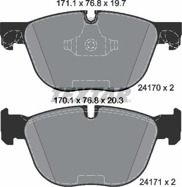 Textar 2417081 - Тормозные колодки, дисковые, комплект autospares.lv