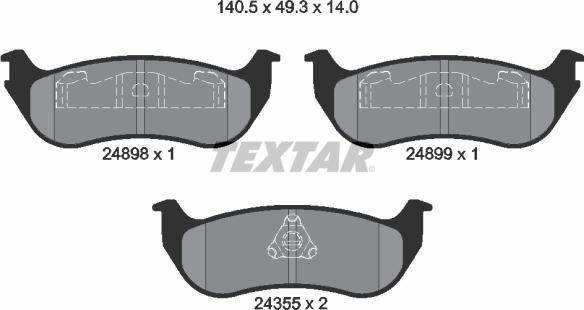 Textar 2489801 - Тормозные колодки, дисковые, комплект autospares.lv