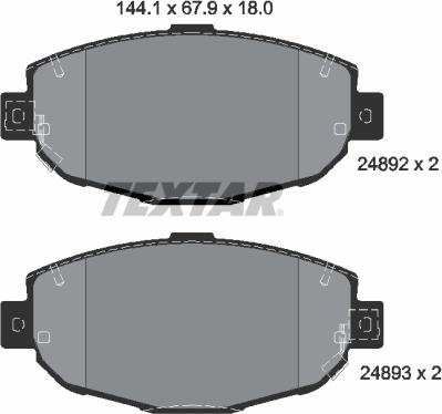 Textar 2489201 - Тормозные колодки, дисковые, комплект autospares.lv