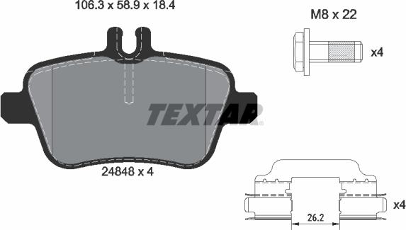 Textar 2484805 - Тормозные колодки, дисковые, комплект autospares.lv