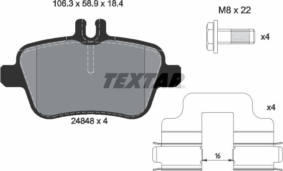 Textar 2484803 - Тормозные колодки, дисковые, комплект autospares.lv