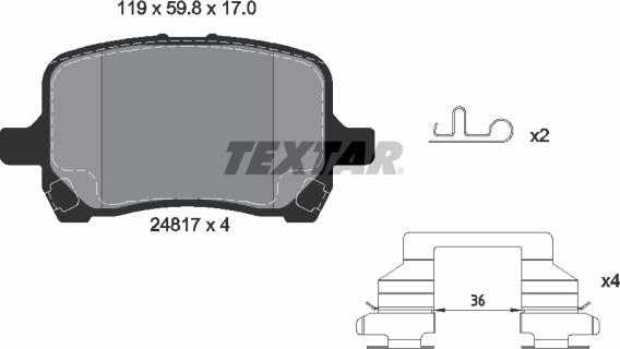 Textar 2481701 - Тормозные колодки, дисковые, комплект autospares.lv