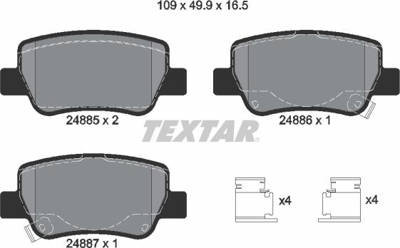 Textar 2488501 - Тормозные колодки, дисковые, комплект autospares.lv