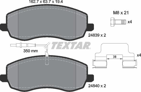 Textar 2483901 - Тормозные колодки, дисковые, комплект autospares.lv