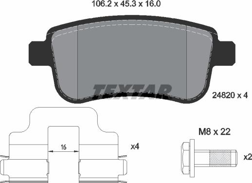 Textar 2482002 - Тормозные колодки, дисковые, комплект autospares.lv