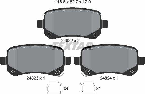 Textar 2482201 - Тормозные колодки, дисковые, комплект autospares.lv