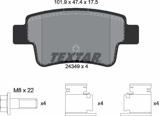 Textar 2434901 - Тормозные колодки, дисковые, комплект autospares.lv