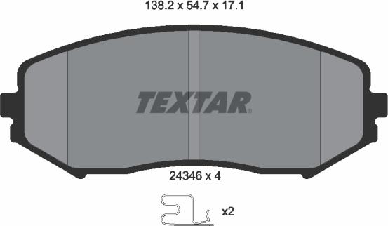 Textar 2434601 - Тормозные колодки, дисковые, комплект autospares.lv