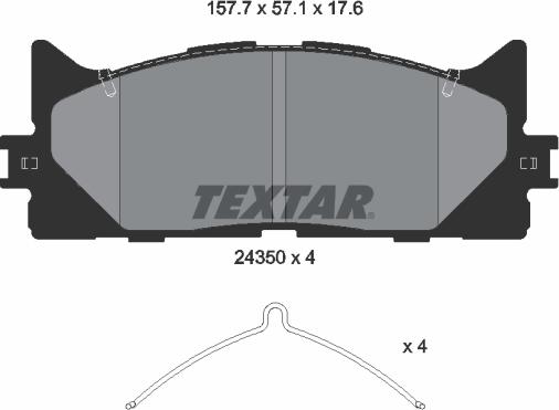 Textar 2435001 - Тормозные колодки, дисковые, комплект autospares.lv