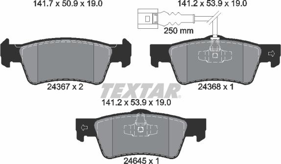 Textar 2436704 - Тормозные колодки, дисковые, комплект autospares.lv