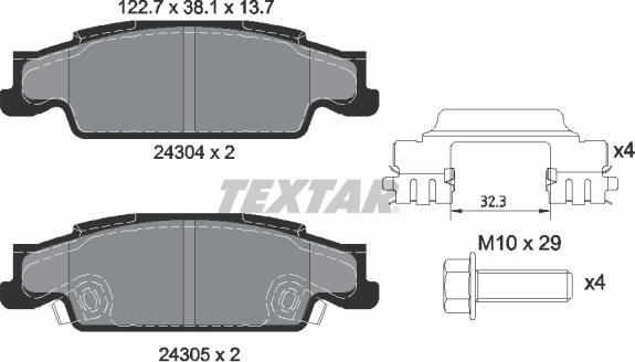 Textar 2430402 - Тормозные колодки, дисковые, комплект autospares.lv