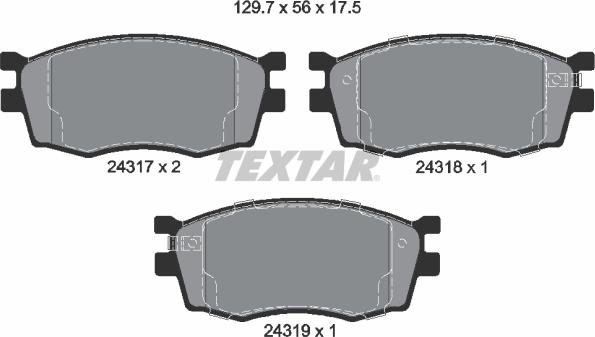 Textar 2431701 - Тормозные колодки, дисковые, комплект autospares.lv