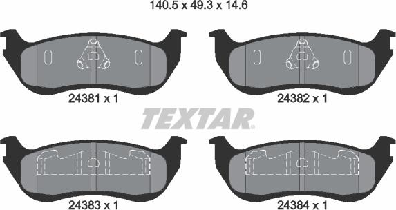 Textar 2438101 - Тормозные колодки, дисковые, комплект autospares.lv