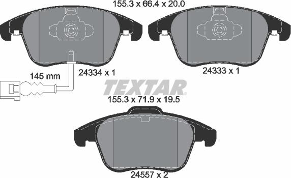 Textar 2433401 - Тормозные колодки, дисковые, комплект autospares.lv