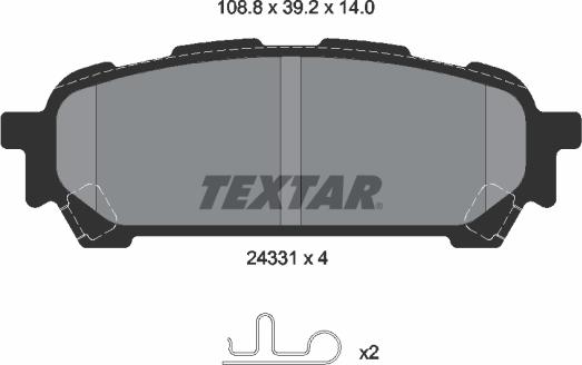 Textar 2433101 - Тормозные колодки, дисковые, комплект autospares.lv