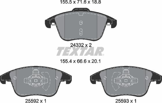 Textar 2433205 - Тормозные колодки, дисковые, комплект autospares.lv