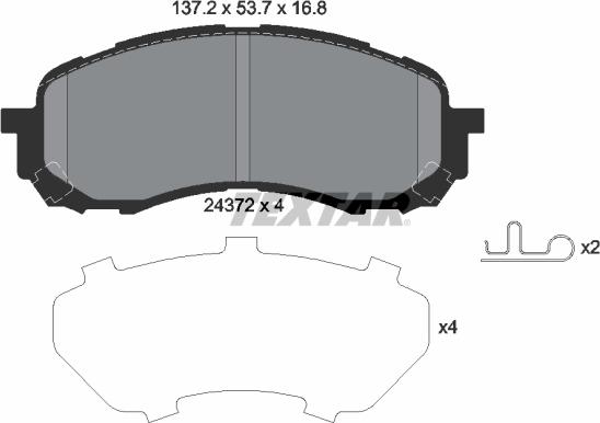 Textar 2437201 - Тормозные колодки, дисковые, комплект autospares.lv