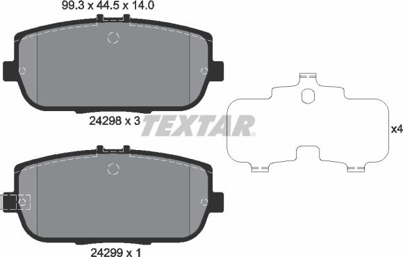 Textar 2429801 - Тормозные колодки, дисковые, комплект autospares.lv