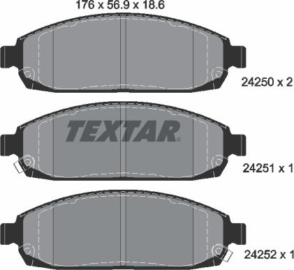 Textar 2425001 - Тормозные колодки, дисковые, комплект autospares.lv