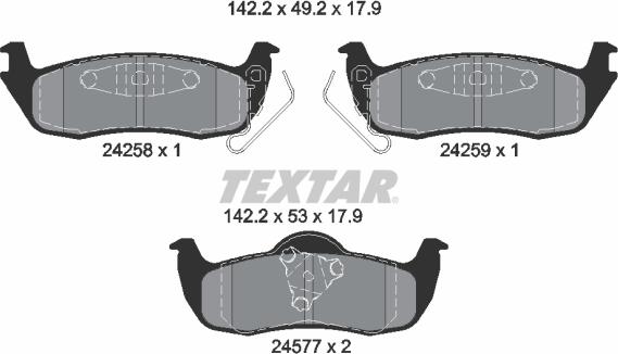 Textar 2425801 - Тормозные колодки, дисковые, комплект autospares.lv