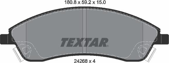 Textar 2426801 - Тормозные колодки, дисковые, комплект autospares.lv