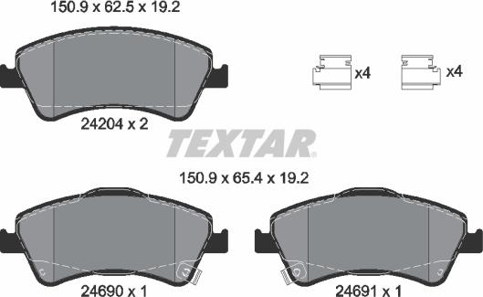 Textar 2420401 - Тормозные колодки, дисковые, комплект autospares.lv