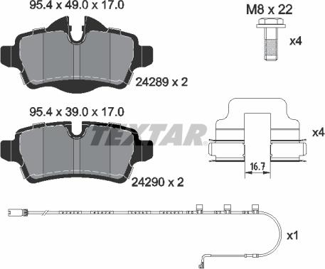 Textar 2428904 - Тормозные колодки, дисковые, комплект autospares.lv