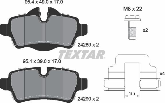 Textar 2428901 - Тормозные колодки, дисковые, комплект autospares.lv