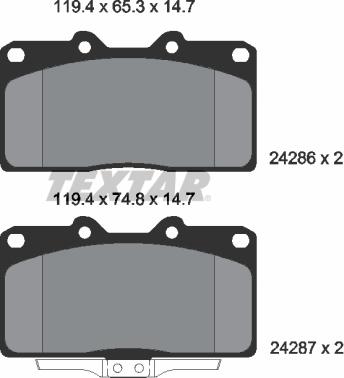 Textar 2428601 - Тормозные колодки, дисковые, комплект autospares.lv