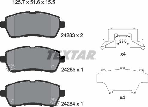 Textar 2428303 - Тормозные колодки, дисковые, комплект autospares.lv