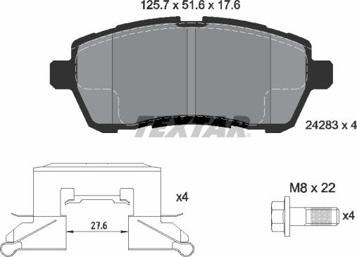 Textar 2428302 - Тормозные колодки, дисковые, комплект autospares.lv