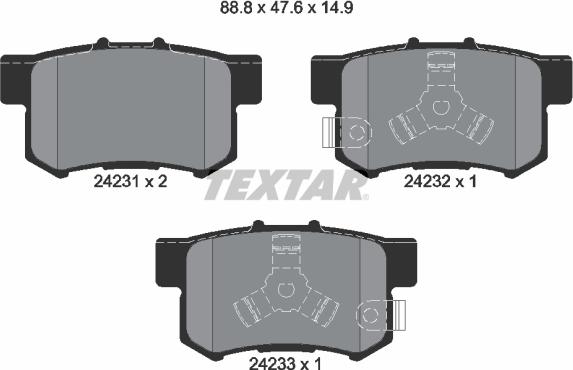 Textar 2423101 - Тормозные колодки, дисковые, комплект autospares.lv