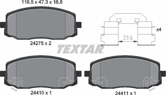 Textar 2427501 - Тормозные колодки, дисковые, комплект autospares.lv