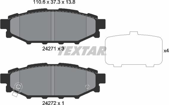 Textar 2427101 - Тормозные колодки, дисковые, комплект autospares.lv