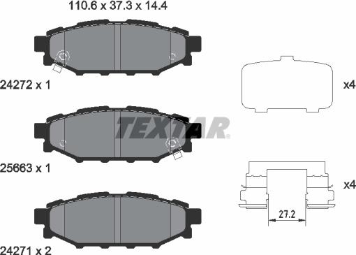 Textar 2427201 - Тормозные колодки, дисковые, комплект autospares.lv