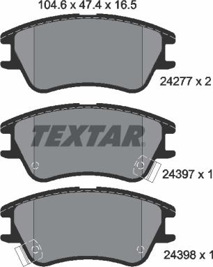 Textar 2427701 - Тормозные колодки, дисковые, комплект autospares.lv